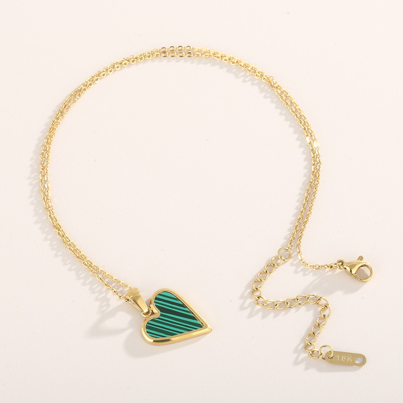 Fashion Heart Shape Titanium Steel Plating Shell Earrings Necklace