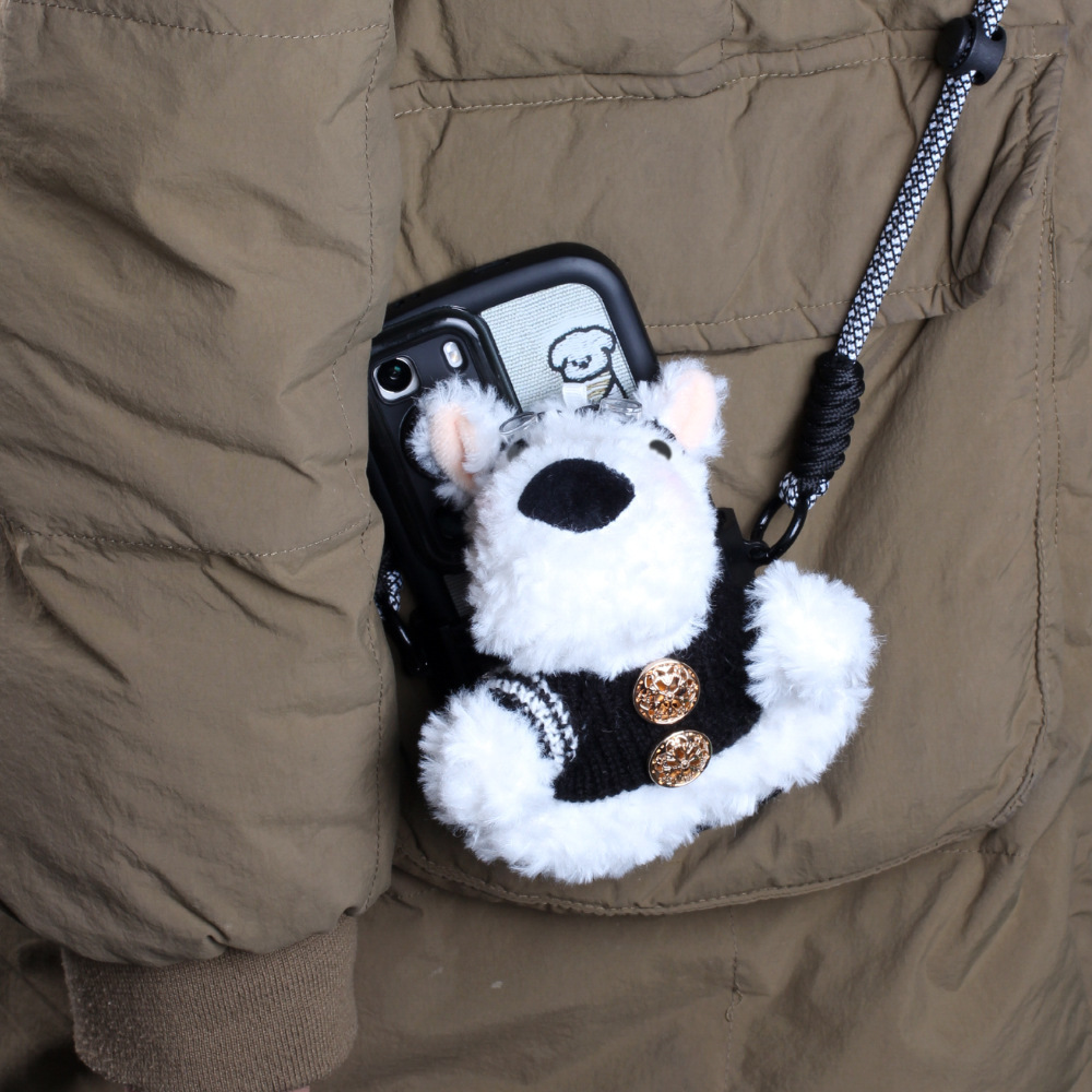 Abeja perrito muñeco de peluche para teléfono móvil clip mochila niña compras bolsa de teléfono móvil dibujos animados lindo cachorro colgante