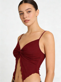 (Cross-border trading), fuchsia top with cups with bow, European style, Amazon