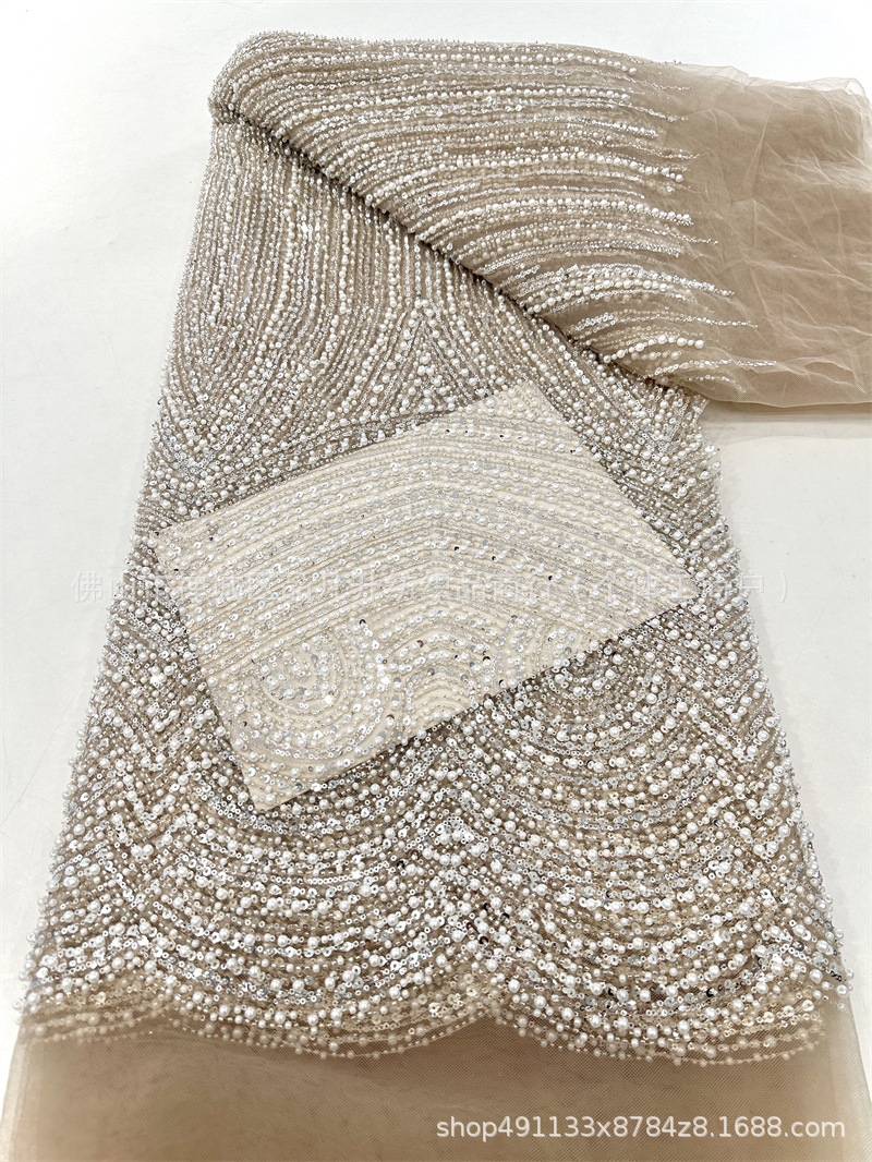 Fabricas de bordado de malla de cuentas pesadas Gao Ding vestido de boda vestido de moda cena vestido de cuentas tela de vestido