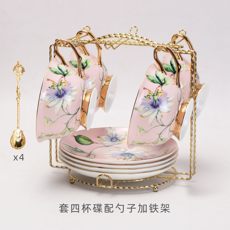 Juego de tazas y platillos de café de porcelana china de alta gama de estilo europeo, taza de té floral de cerámica francesa, caja de regalo, taza de té de la tarde exquisita