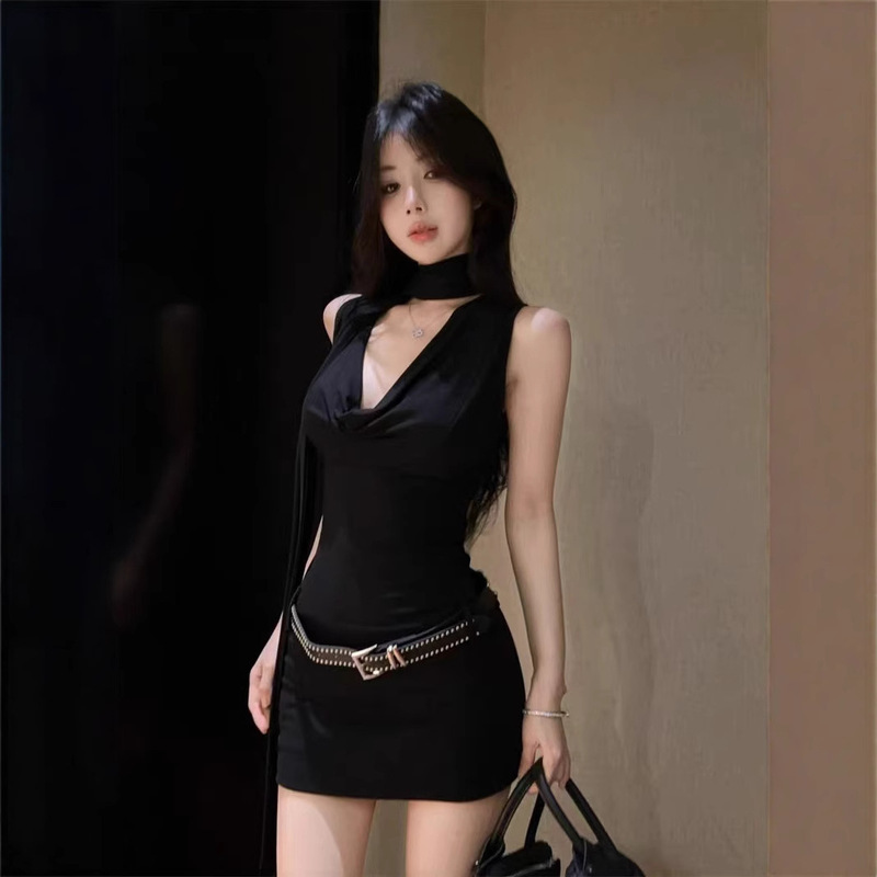 Dating Wear Black Long-sleeved Royal Sister dress Women's Early Spring 2025 New Slim-fit Slim-fit Short Skirt