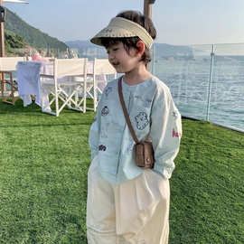 男童春款长袖衬衫春季新款宝宝衬衣中小童纯棉上衣源头工厂