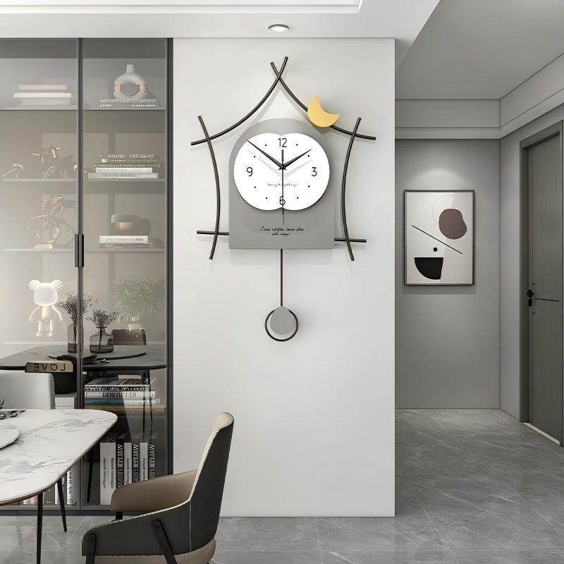 モダンでシンプルな壁時計リビングルームハイエンドホームレストラン装飾時計壁掛けパンチフリーサイレント時計