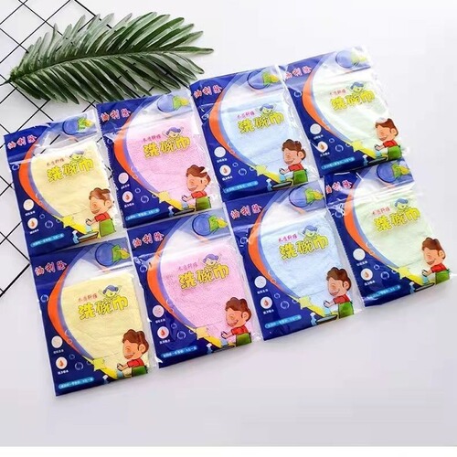 Wholesale oil removal dish towel thickened genuine wood fiber kitchen rag non-stick oil dish cloth cleaning scouring pad