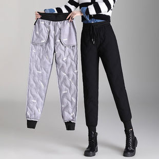 Down Pants Women's Outer Wearing 90 White Duck Down High Waist Slimming Thick Velvet Winter Windproof Cold Warm All-match Leg Pants