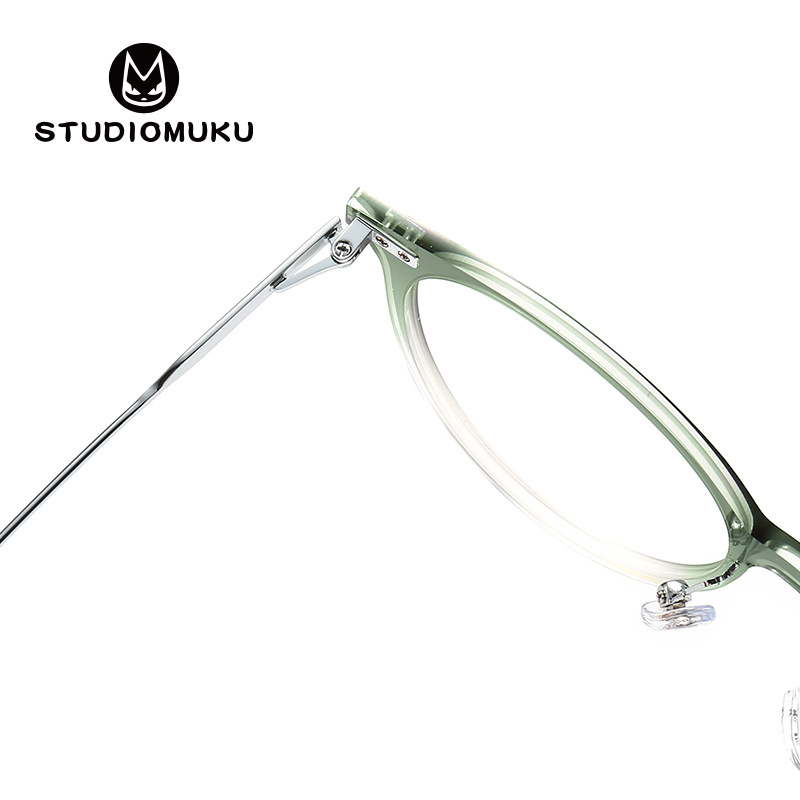 STUDIOMUKU gafas de madera fresca gafas redondas ovaladas marco liso gafas decorativas gradiente marco gafas image 6