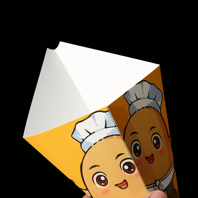 Caja de embalaje de papas fritas cónicas desechables comerciales sin plegables, caja de huevos para llevar, caja de embalaje de papas fritas triangulares image 4