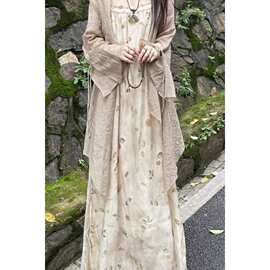 中式设计套装吊带连衣裙夏季开衫两件套国风禅意女装茶服田园简约