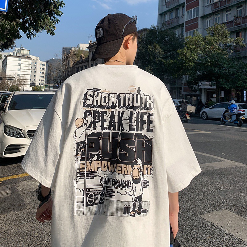 Hong Kong estilo 2023 nueva camiseta de manga corta suelta media manga estilo coreano cuello redondo más tamaño T verano casual top todo a juego