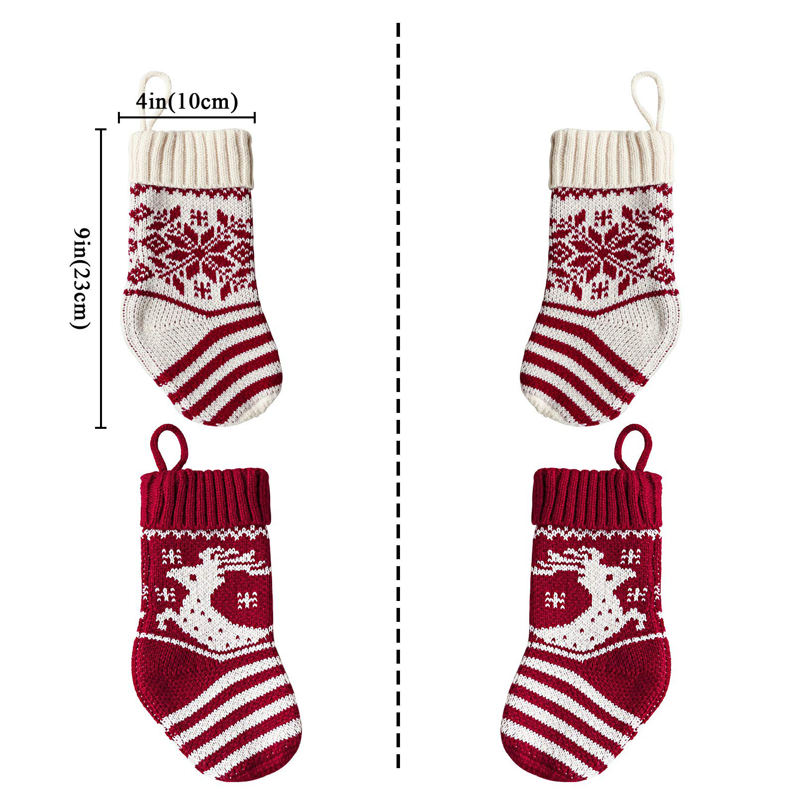 Nueva Navidad transfronteriza Nueva decoración navideña suministros familia Navidad colgando piezas copo de nieve ciervo patrón calcetines de punto