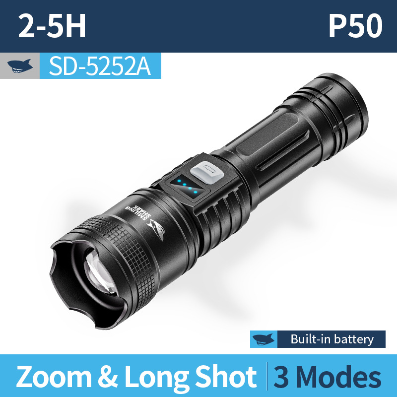 SD-5252A 줌 손전등 [LED 전자 디스플레이, 내장 배터리 1200MAH]