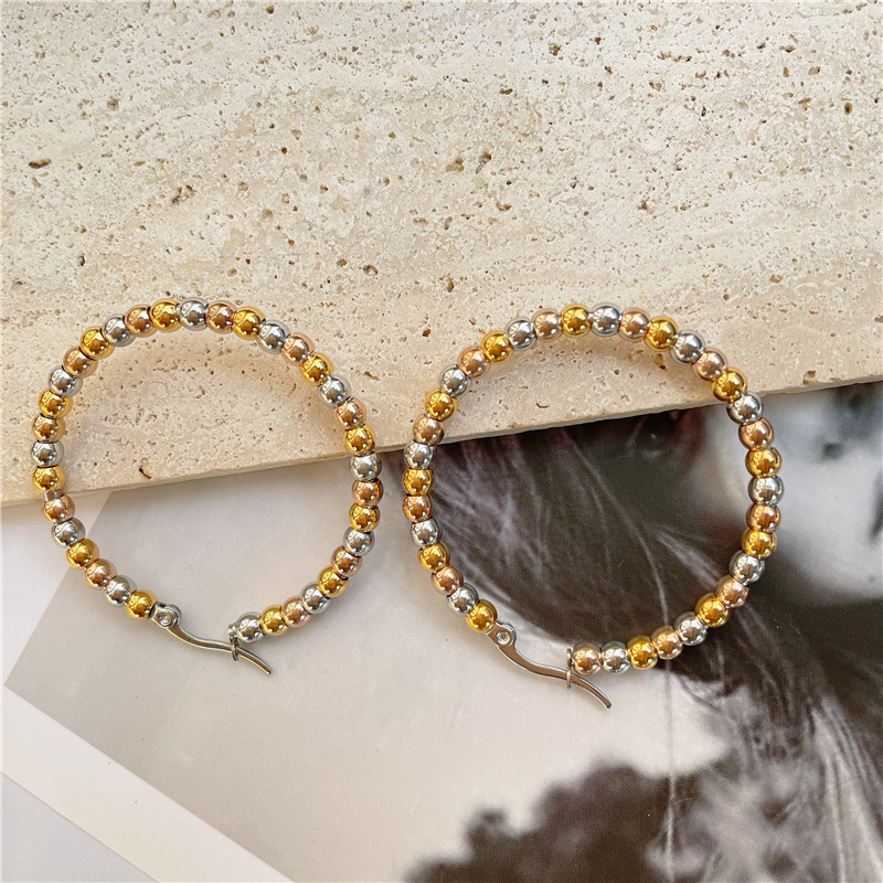 1 Pair Quantity Holiday, Street Occasion Simple Style Circle Titanium Steel Hoop Earrings 1 Pair