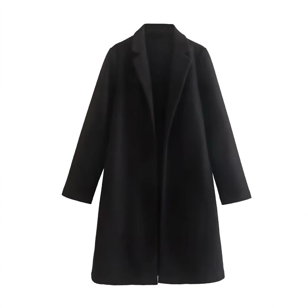 Abrigo de Lana Casual para Mujer Sin Botones Manga Larga para Invierno