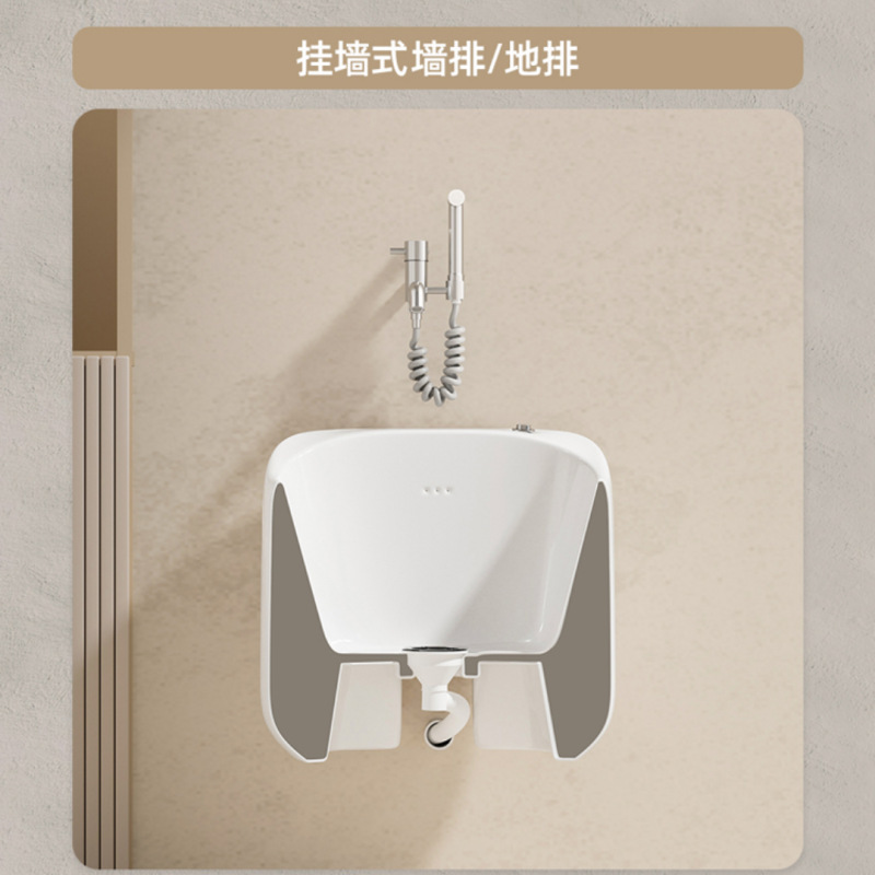 家庭用の小さいサイズの壁掛け式の壁の列はモップの池のベランダのトイレの大きいサイズの陶磁器の屋外のモップの池を洗います。|undefined