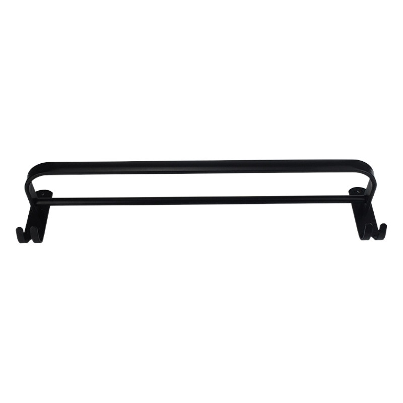Double-Layer Simple Wall-Mounted Towel Rack, No-Drill Black Folding Towel Rack, Single-Rod Towel Hanger for Bathroom