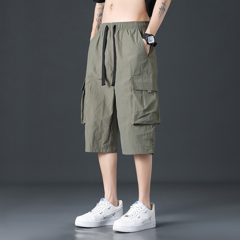 Men's Summer Thin Cropped Pants 2025 New Style Over-The-Knee Sports Loose Casual Workwear Eight-Point Shorts Quick-Drying