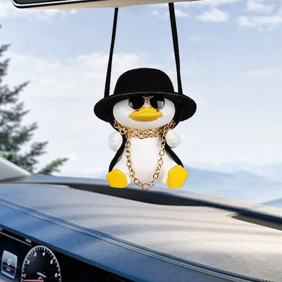 Car Hanging Ornaments Swing Duck: Car hanging - fat-backpack-black-hat-rich-man