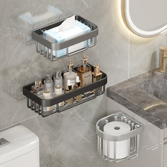 Toilet paper towel holder without punching mesh basket storage shelf wall-mounted bathroom toilet paste kitchen roll paper box