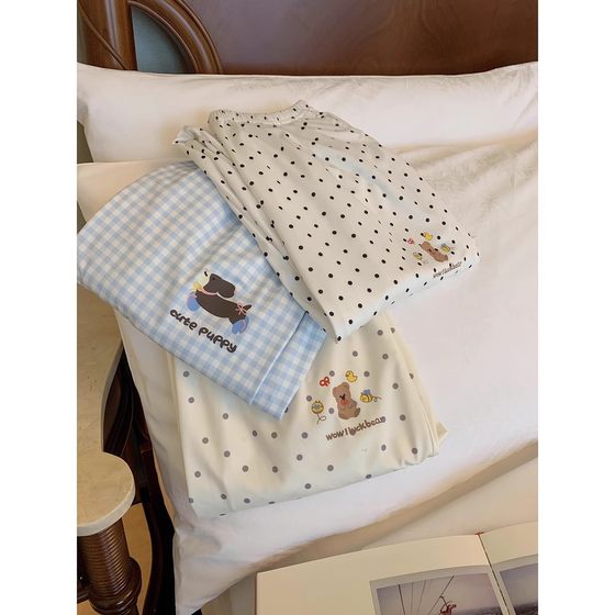 Wholesale Plaid Pajama Pants Summer Women's Pants Walking Pants Single Piece Pants Spring and Autumn Outer Wear Loose Thin Home Pants