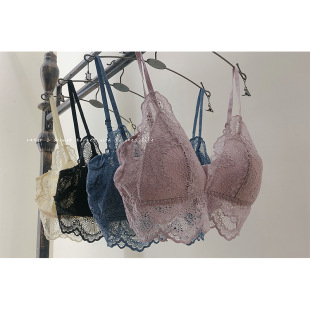 Lace Wire-Free French Triangle Cup Silk Bra Lining 100% Mulberry Silk Intimates Women's Bra Beautiful Breasts and Light