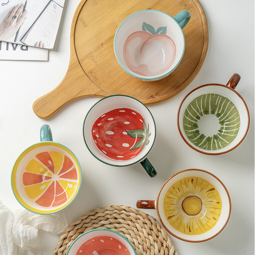 Fruit mug creative ceramic cup male and female students cute drinking cup female home coffee milk tea cup
