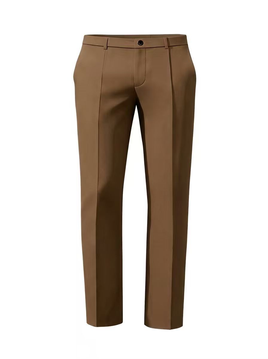 Men's Solid Colour Straight Leg Suit Pants For Business Casual_voghion.com
