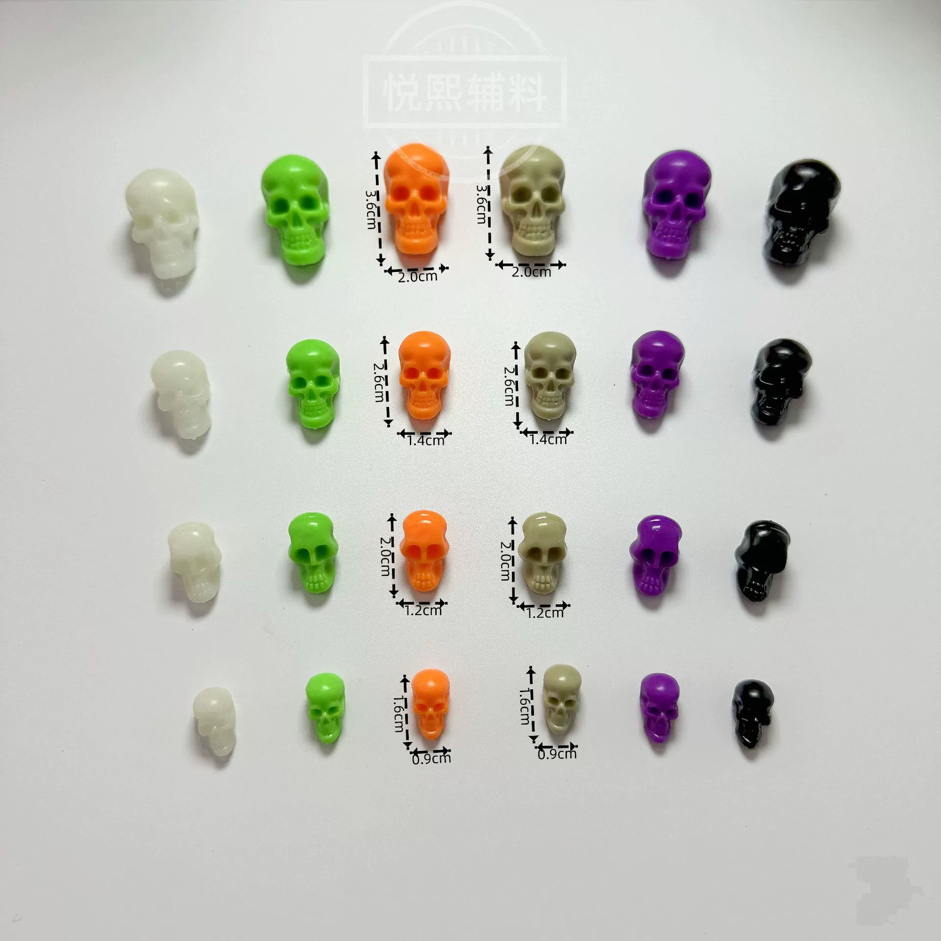 4 красочные оригинальные черепа Хэллоуин украшения аксессуары DIY мини черепа 16-36MM