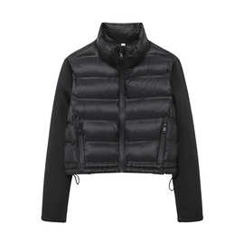 2024秋wish亚马逊eBay黑色拼接棉服宽松棉衣