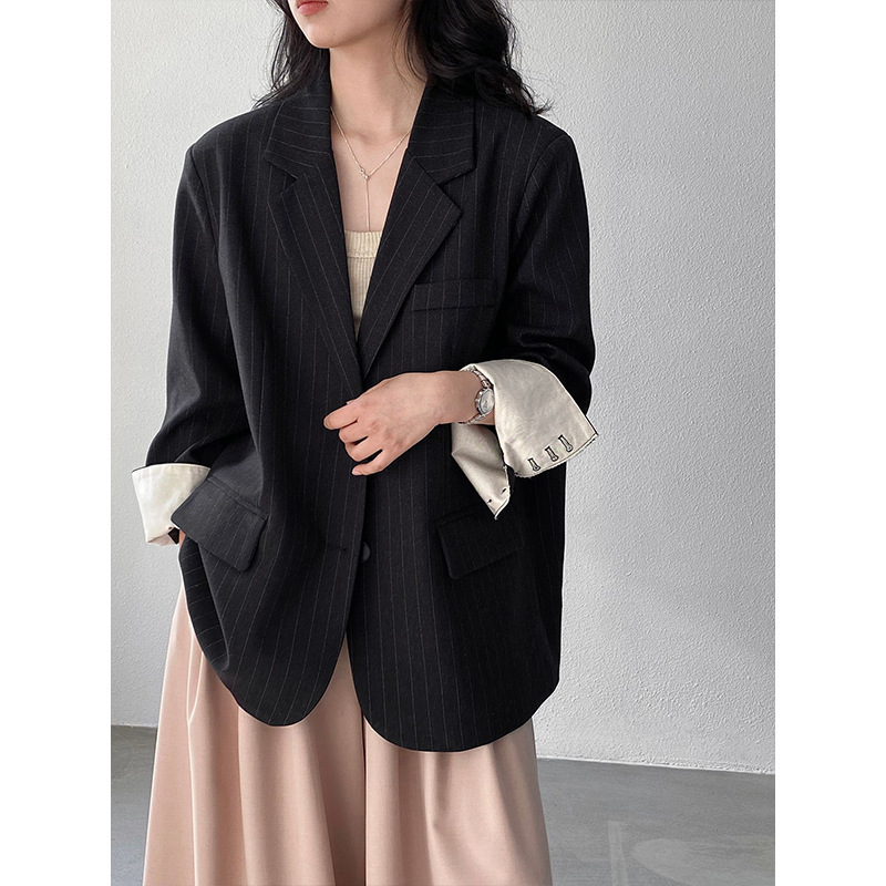 Dictionaries: Textured minimalist Korean-style suit with back embroidery, striped blazer jacket, women's high-end style 6501 Dictionaries: Textured minimalist Korean-style suit with back embroidery, striped blazer jacket, women's high-end style 6501