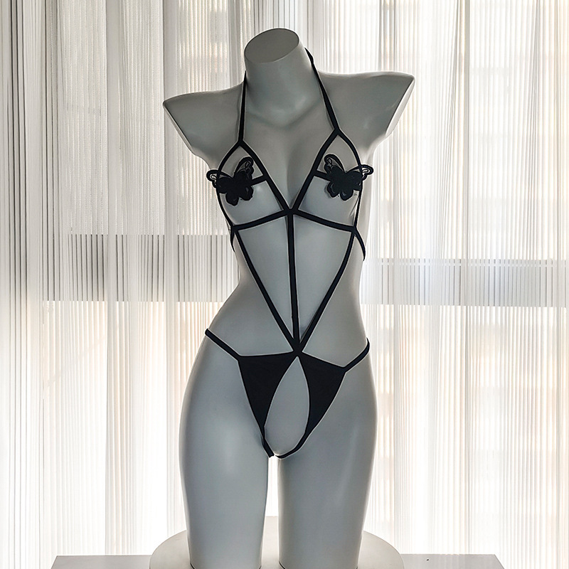 Adult women's sexy push-up underwear bikini bra three-point one-piece Open-Off extreme temptation-free pajamas 2439
