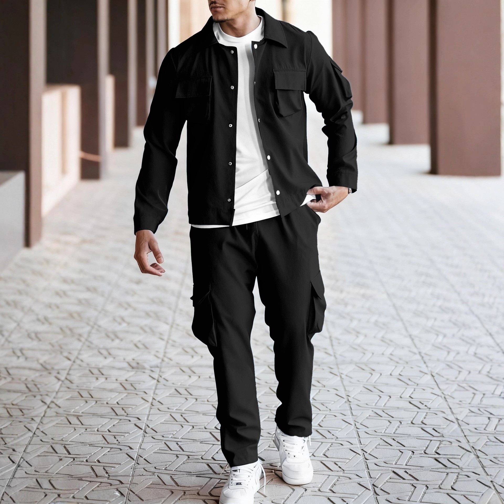 Men's Casual Workwear Jacket And Trouser Set Spring Autumn_voghion.com