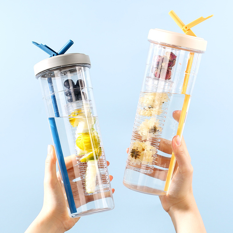 Taza de jugo separación húmeda y seca plegable taza de agua de paja de alta apariencia Summer Girl Cute Sports taza de agua de plástico