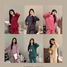 新款德绒保暖睡衣套装女秋冬软糯甜美家居服卫衣风可外穿休闲套装