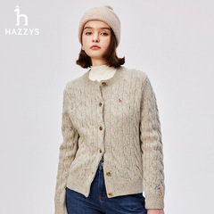 Hazzys/哈吉斯25秋季新款女士休闲针织衫绞花针织开衫一件代发