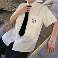 dk服男短袖白衬衫原带韩版潮流学生班服夏季外套情侣衬衣jk