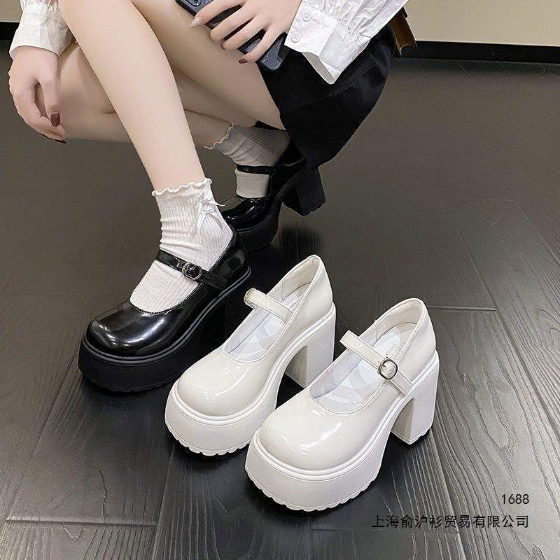 Thick-Soled Mary Jane Shoes for Women, High Heels, Spring and Autumn Season, Chunky Heel, Waterproof Platform, Shallow Mouth, Height-Increasing, Platform Style, Japanese-Style Small Leather Shoes Thick-Soled Mary Jane Shoes for Women, High Heels, Spring and Autumn Season, Chunky Heel, Waterproof Platform, Shallow Mouth, Height-Increasing, Platform Style, Japanese-Style Small Leather Shoes