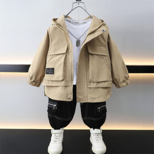 Boys' Fashionable Autumn Jacket 2024 New Korean Style Children's Windbreaker Cool Baby Spring and Autumn Trendy Top