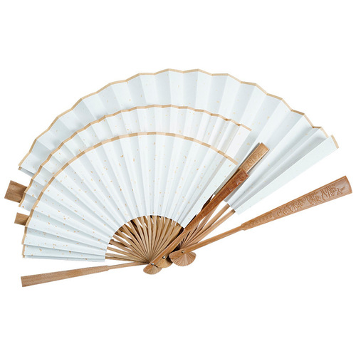 Blank rice paper folding fan Chinese style retro fan calligraphy advertising fan wholesale Chinese style bamboo laser engraving