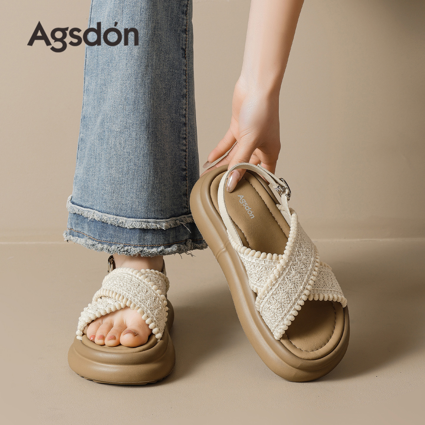Sandalias Augu Shiden de suela gruesa para mujer, nuevo estilo verano 2026, ideales para usar con faldas, pantuflas deportivas casuales sin cordones.