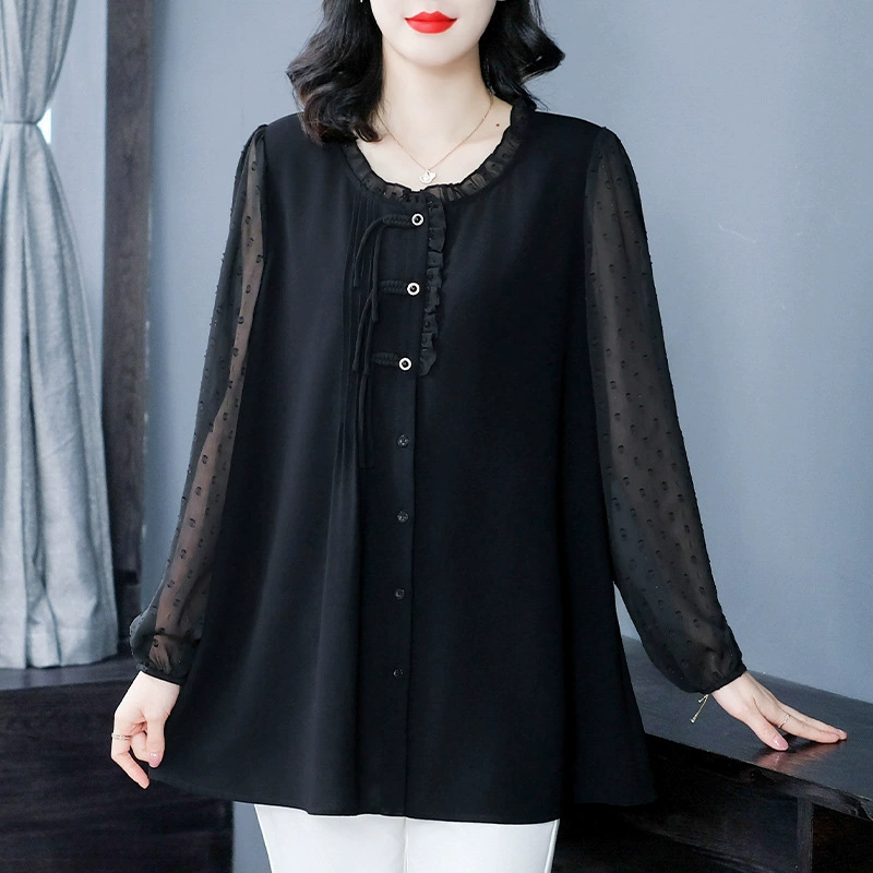 Весенний шифоновый shirt, plus size, цветочный принт, облегающий, интернет-знаменитость, свободный крой