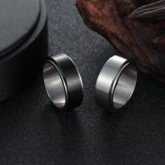 Cross-border Amazon Fashion Men's Jewelry Factory Wholesale 8MM Width Titanium Steel Rotating Men's Ring Finger Ring
