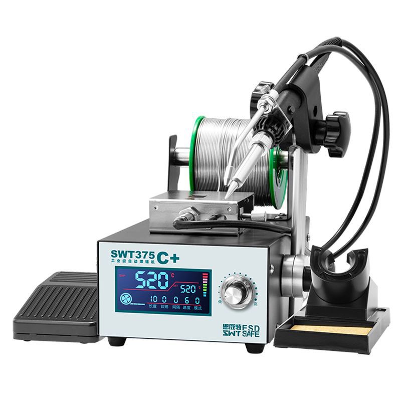 思威特自动焊锡机SWT375大功率脚踏出锡电烙铁工业级智能恒温焊台
