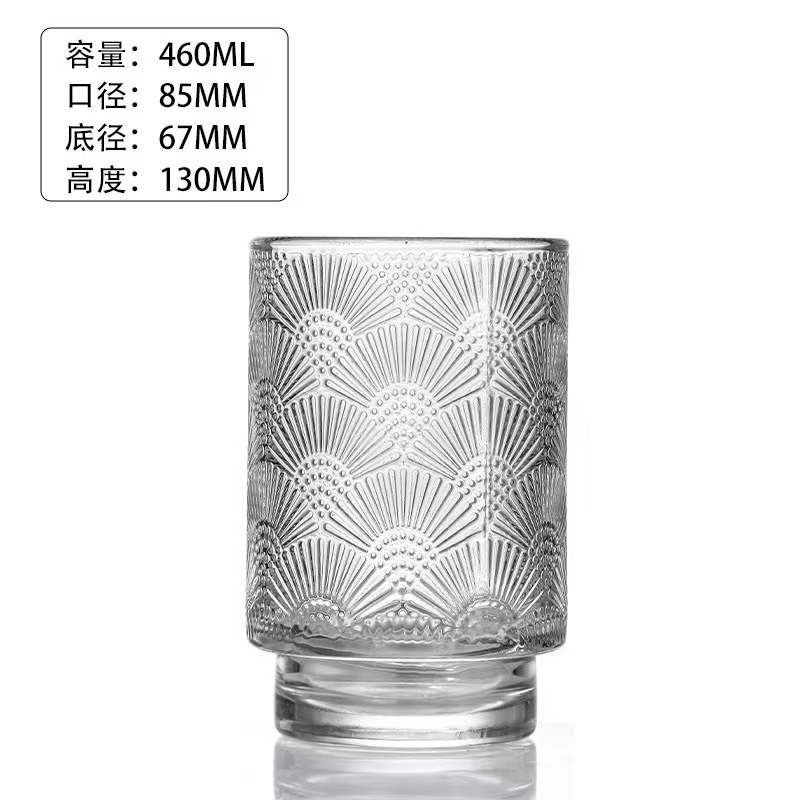 Glas de vela transparente engrosada en relieve candelabro de incienso hecha por sí mismo vasos de vela DIY recipiente de cera de boca grande adornos candelabro