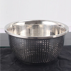Deepen stainless steel colander drain basin rice washing basin fruit basket round large thick colander vegetable washing basin vegetable basket