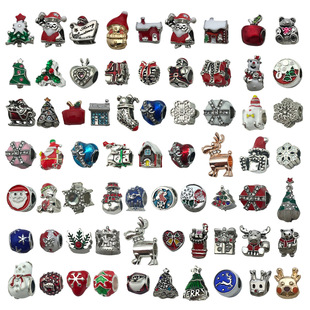 1 Christmas snowflake Christmas tree snowman Christmas stockings elk snowflake big hole bead DIY bracelet accessories