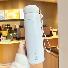 商务时尚保温杯女生带吸管式高颜值保冷新款水杯316不锈钢便杯子