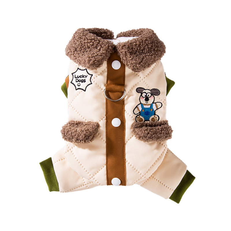 Gato otoño invierno perro grueso calentamiento Maillard bolsillo pegatinas de tracción peluche ropa de algodón de cuatro patas para mascotas