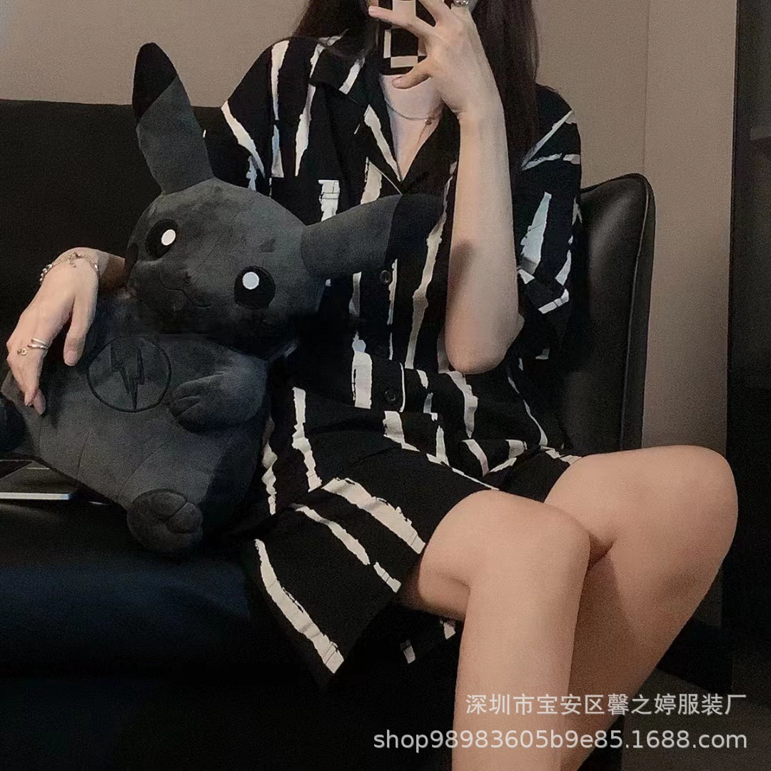 Летняя пижама женская Dongdamen короткий рукав, клетчатая, лёгкая, размеры M–XXL