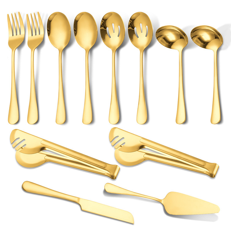 Cross-border stainless steel utility tableware 10 suit hotel multi-service spoon fork dish colander food steak clip